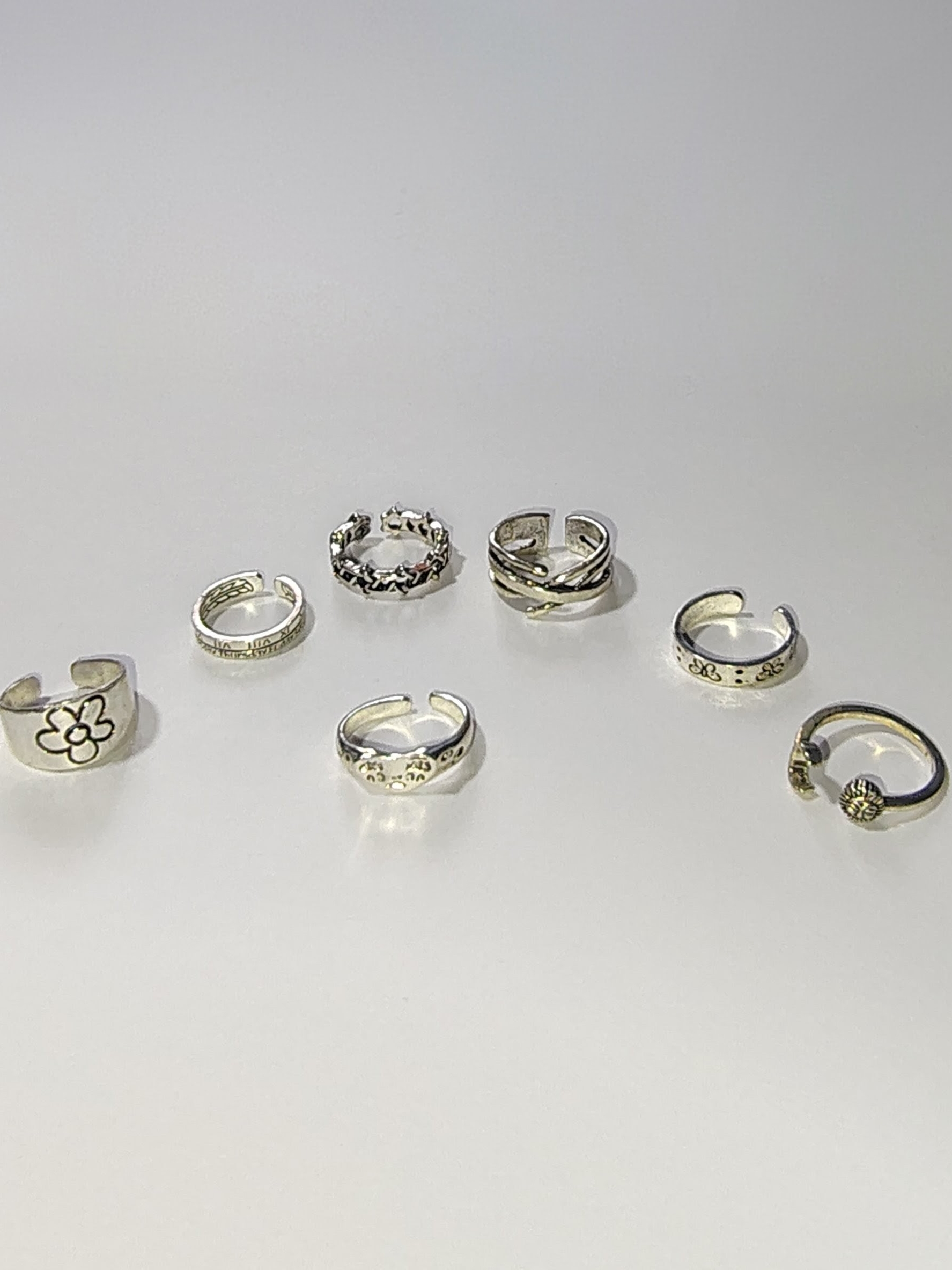 Set Of 7 Fairy Elf Forest Flower Theme Stackable Toe Ring Set